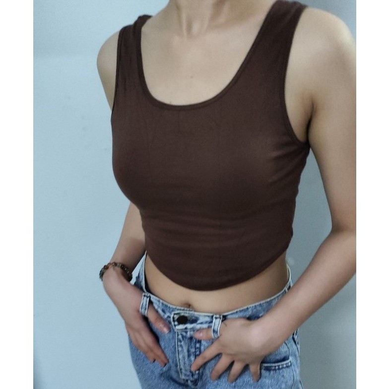 Áo Croptop không tay Vạt Bầu Fom Ôm Freesize 53kg Chất Lụa Mát Co Giản, Ảnh Thật 100% | BigBuy360 - bigbuy360.vn