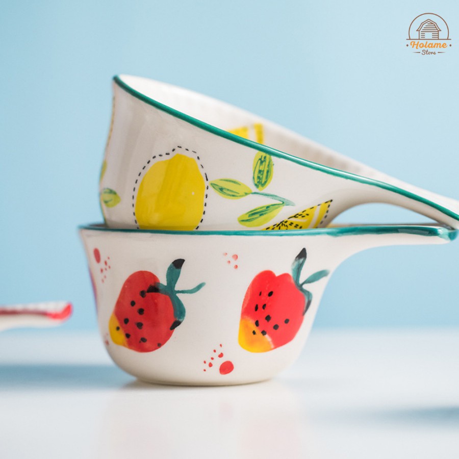 Bát ăn dặm hình cá , thố sứ có tay cầm bằng sứ Holame