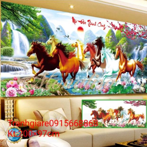 Tranh thêu chữ thập mã đáo thành công tuyệt đẹp khổ lớn kt 200×97cm