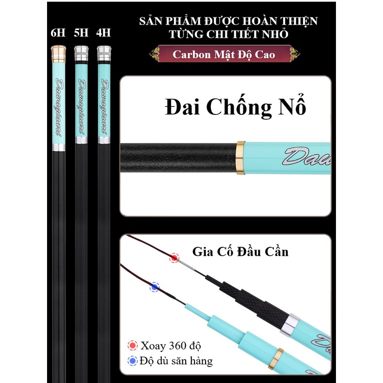 Cần câu đơn câu đài Dawa Qianri 4H 5H 6H siêu bền siêu nhẹ
