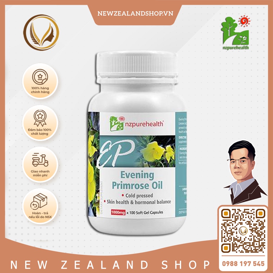 Viên uống tinh dầu hoa anh thảo Evening Primrose Oil Nzpurehealth 100 viên