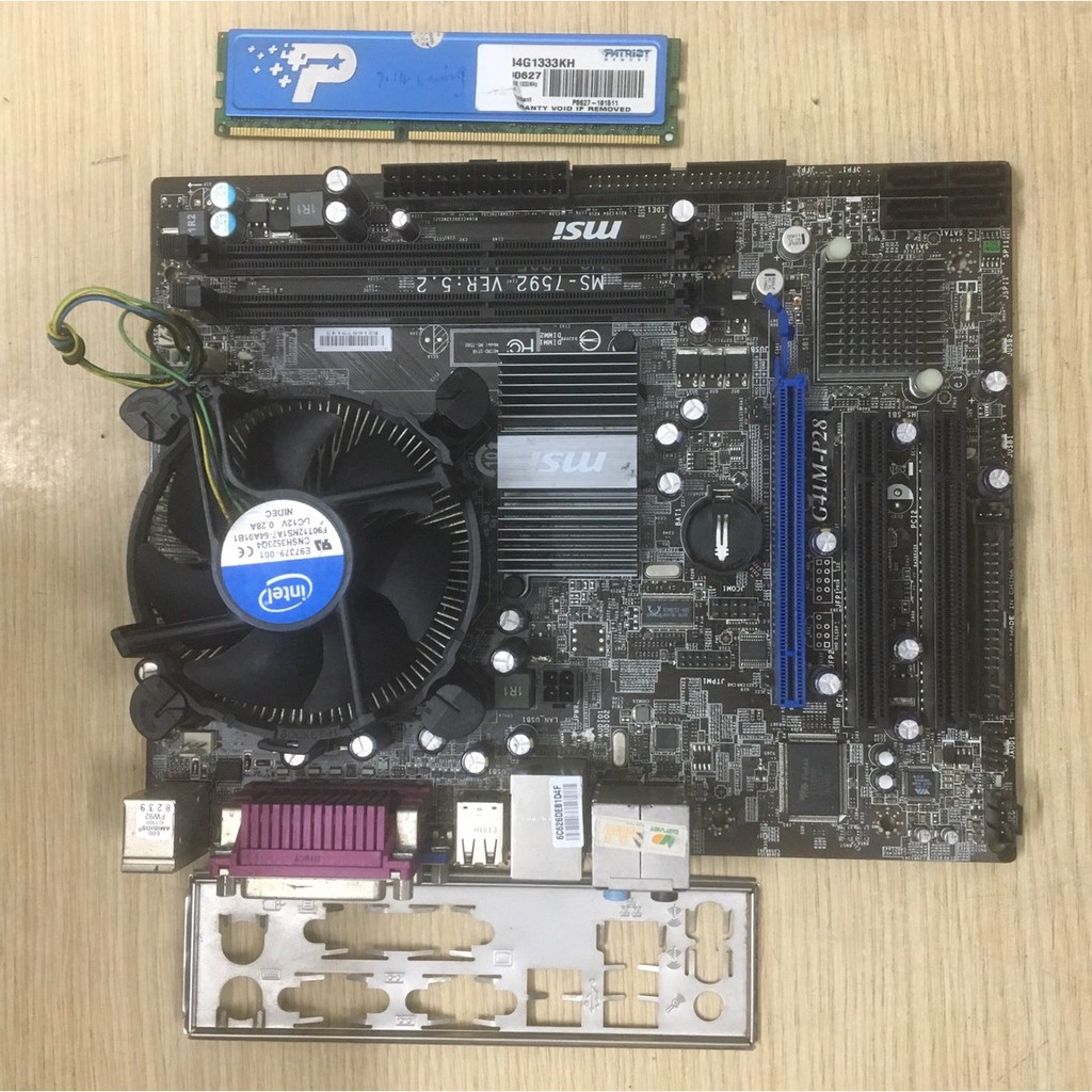Combo main MSI G41 DDRIII 4gb + E8400 +Quạt +Fe