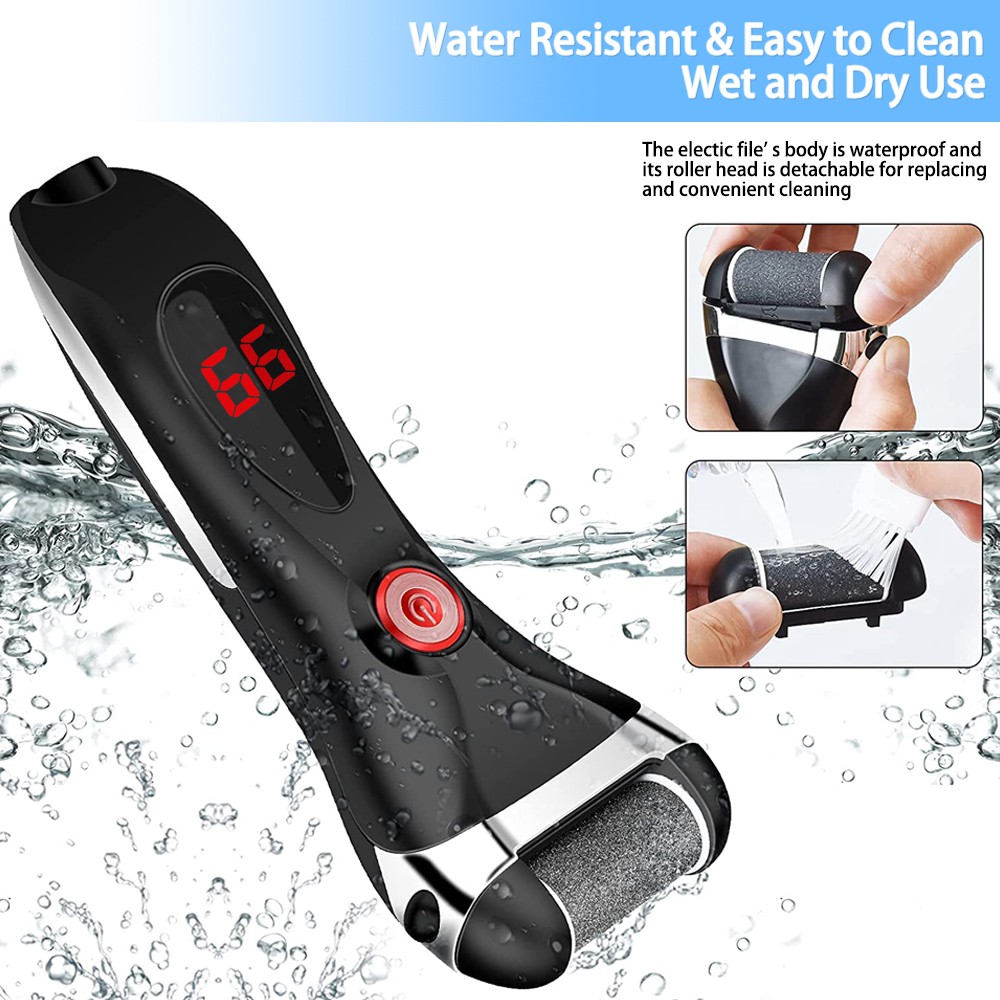 Máy tẩy tế bào chết TOGEWITHU điện/ tẩy vết chai chân chạy màu trắng/ đen với 3 đầu lăn