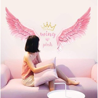 decal dán tường đôi cánh hồng