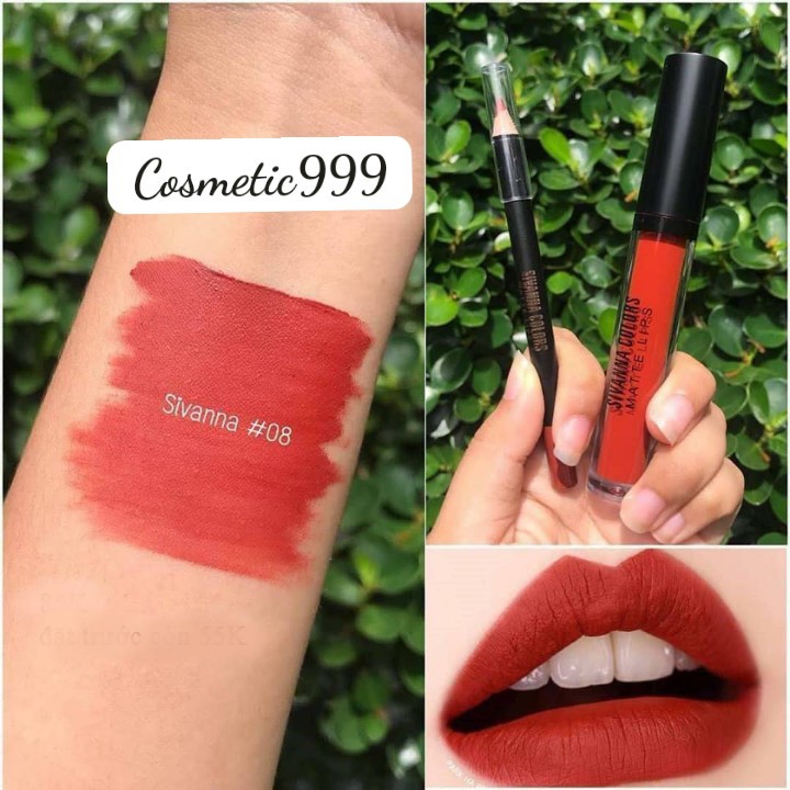 (auth 100% )set son kem lì sivanna color màu 09 (cam cháy) 08 thái lan -cosmetic999