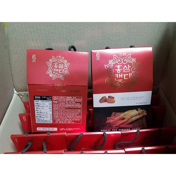 Hộp kẹo hồng sâm Sobaek Korea Red Ginseng Hàn Quốc 200g cao cấp