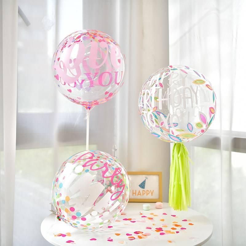 Bong Bóng Trong Suốt 20inch In Họa Tiết Dùng Trang Trí Tiệc Cưới