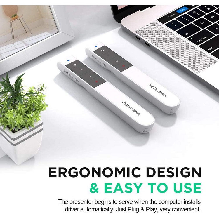 Bút Trình Chiếu Powerpoint Thuyết Trình Laser Inphic L1P Chiếu Slide Điều khiển 2 Màn Hình / Pin Sạc / Xa 100M