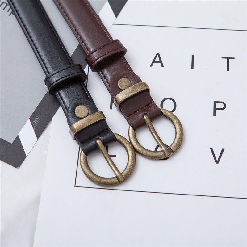 Thắt Lưng Da Pu Mỏng Kiểu Retro Hàn Quốc Dễ Phối Đồ