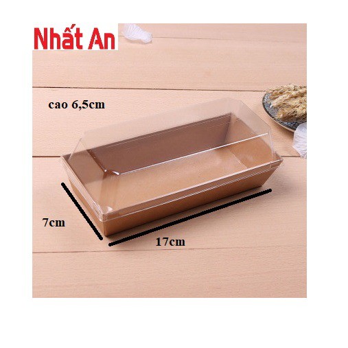 HỘP ĐỰNG BÁNH ĐẾ GIẤY KRAFT hình chữ nhật 100 cái ( CAO 6,5CM )