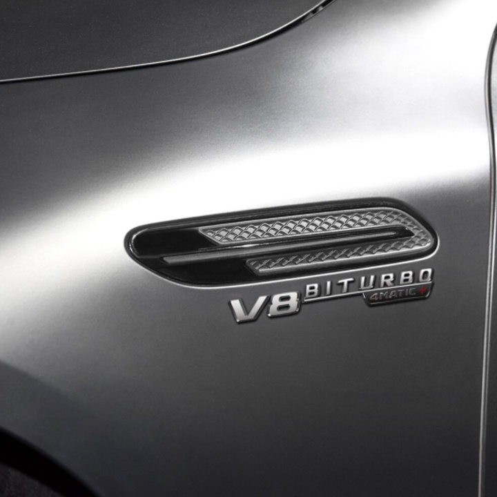 Bộ 2 decal tem chữ V8-Biturbo-4Matic dán hông xe Mercedes