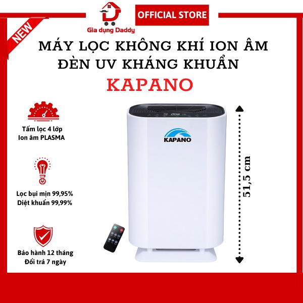 Máy lọc không khí Ion âm đèn UV diệt khuẩn KAPANO, Tấm lọc 4 lớp, Lọc bỏ bụi mịn Bảo hành 12 tháng