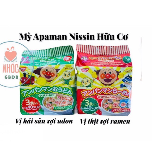 [12/2021] Mì chú hề Apaman Nissin hữu cơ (bịch 3 gói x 30g)