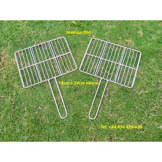 Vỉ nướng inox sus304 cao cấp - hoàn ngay 200% nếu bị gỉ sét - kích thước 18cm x 24cm dày 8mm