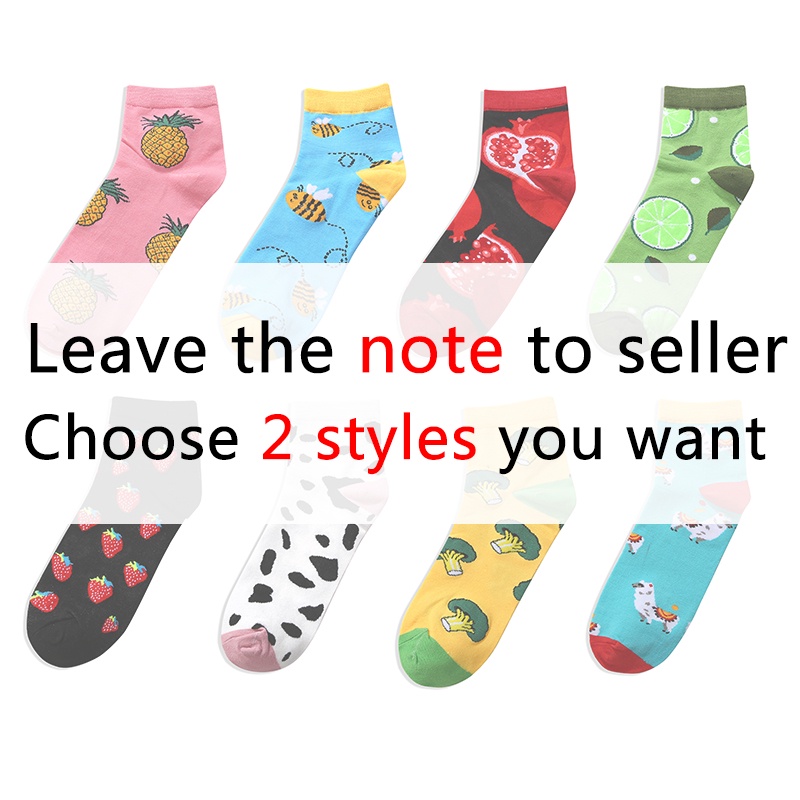 Vớ Cổ Ngắn In Họa Tiết Trái Cây Hoạt Hình Nhiều Màu Thoải Mái Cho Nữ