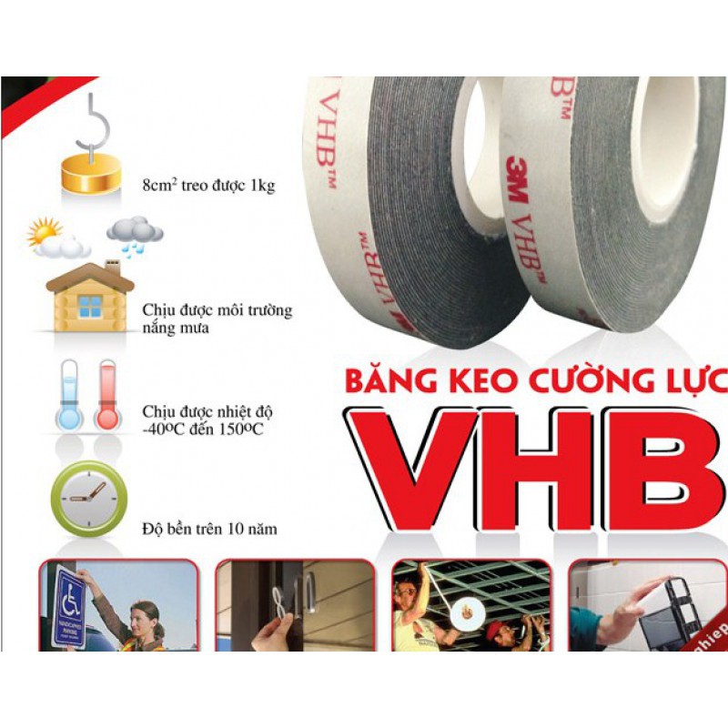 Băng keo cường lực siêu dính 2 mặt VHB 3M 5952