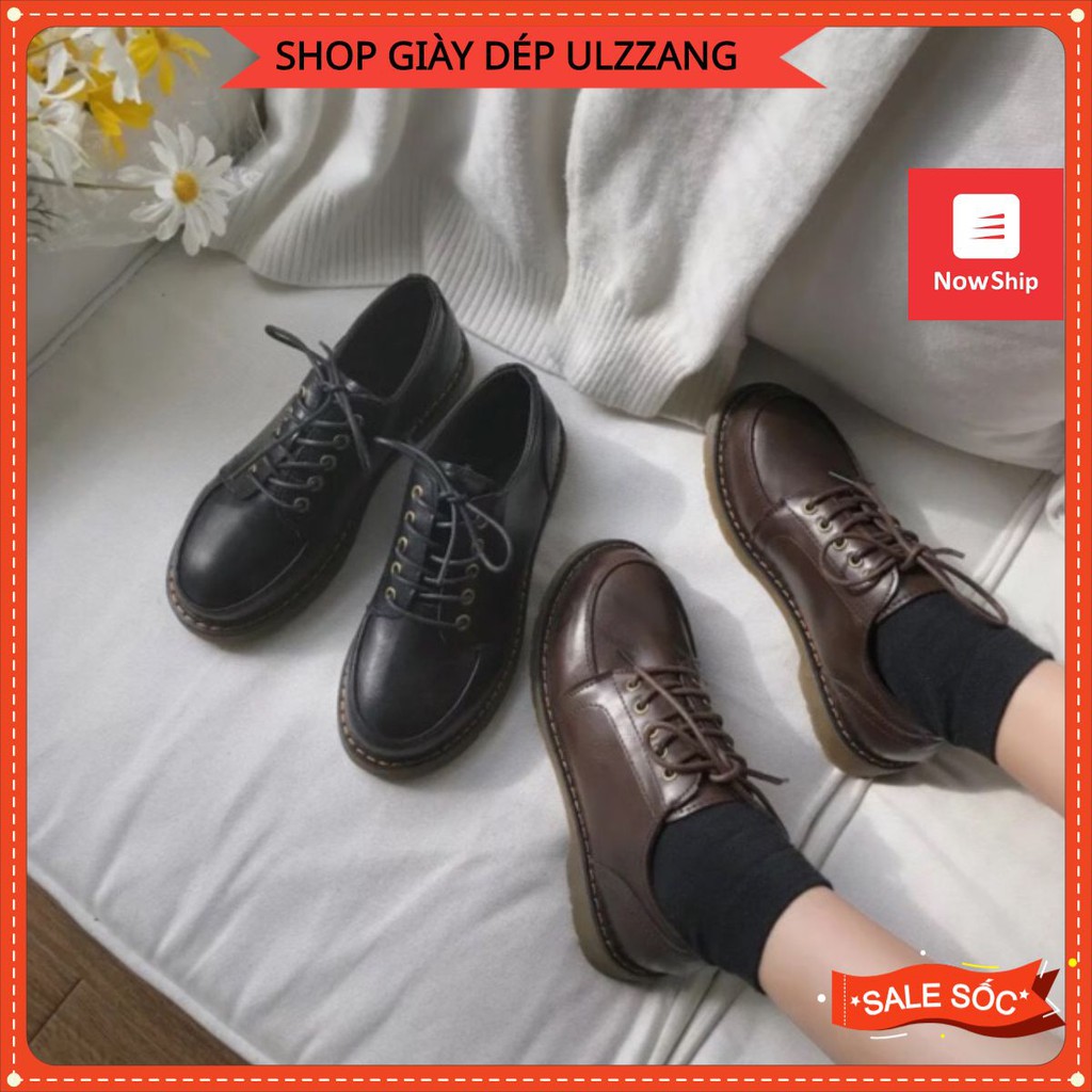 CÓ SẴN -SHIP NGAY Giày ulzzang vintage nâu đen đế trong siêu mềm có ảnh thật cuối