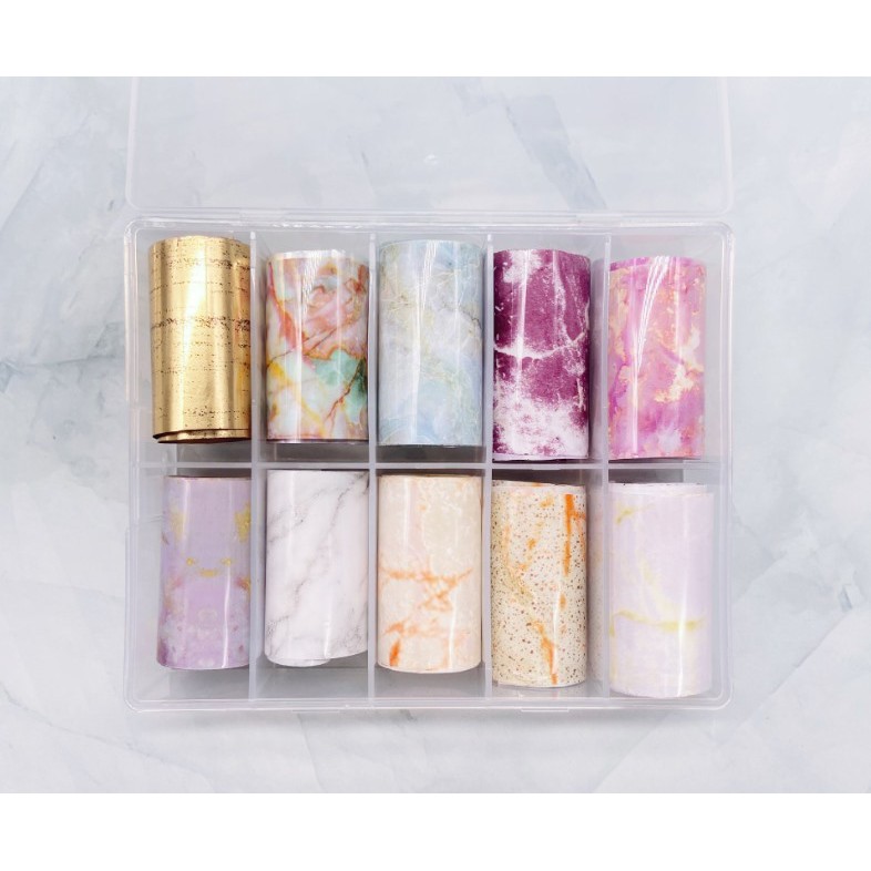Set foi nail , foi trang trí móng tay (hộp 10 cuộn)