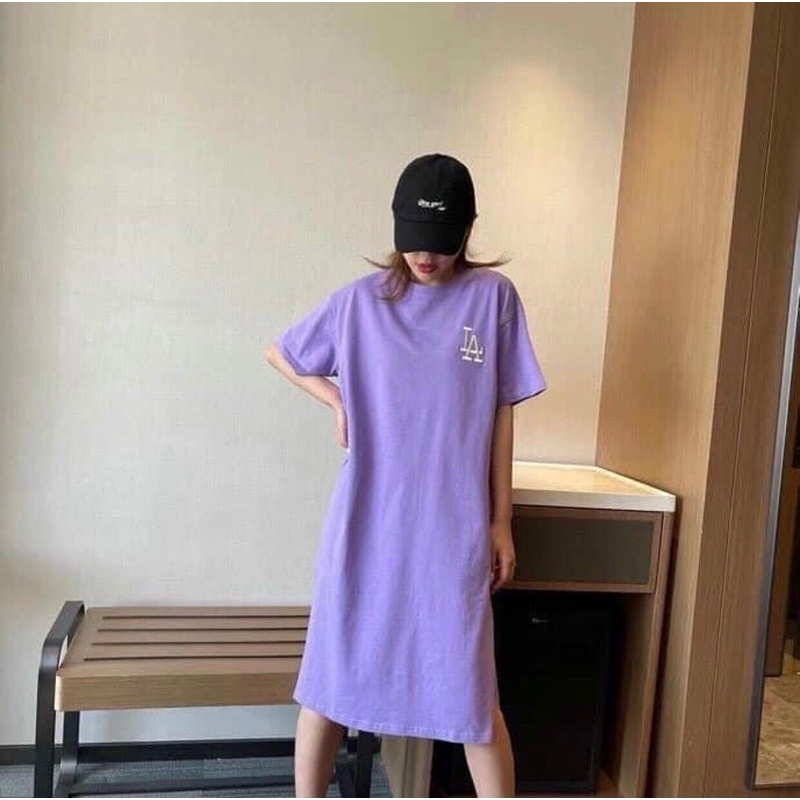 [Ảnh Thật] Váy Suông Dáng Dài Xẻ Tà Đen/Trắng/Tím