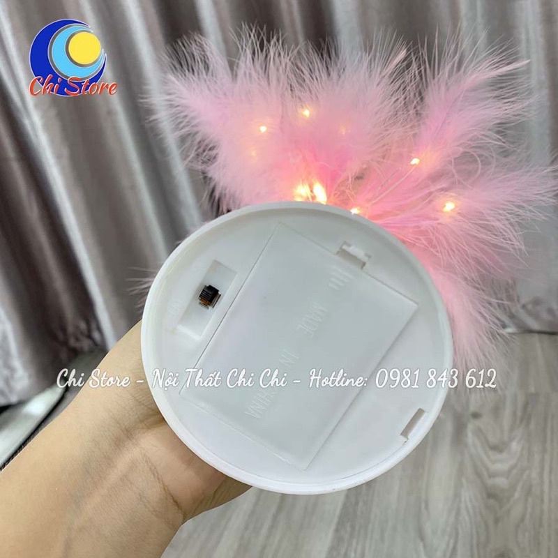 Đèn Ngủ Lông Vũ Để Bàn Nhỏ Xinh, Đèn Lông Vũ Chụp Hình Siêu Xinh