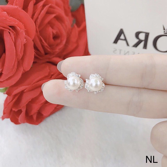 Bông tai nữ bạc ta đính trai nhỏ xinh - Kho sỉ bạc Nhất Linh