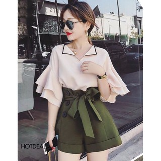 .❣️FREESHIP❣️Áo Tay Loe Cổ Bẻ Kèm Ảnh Thật