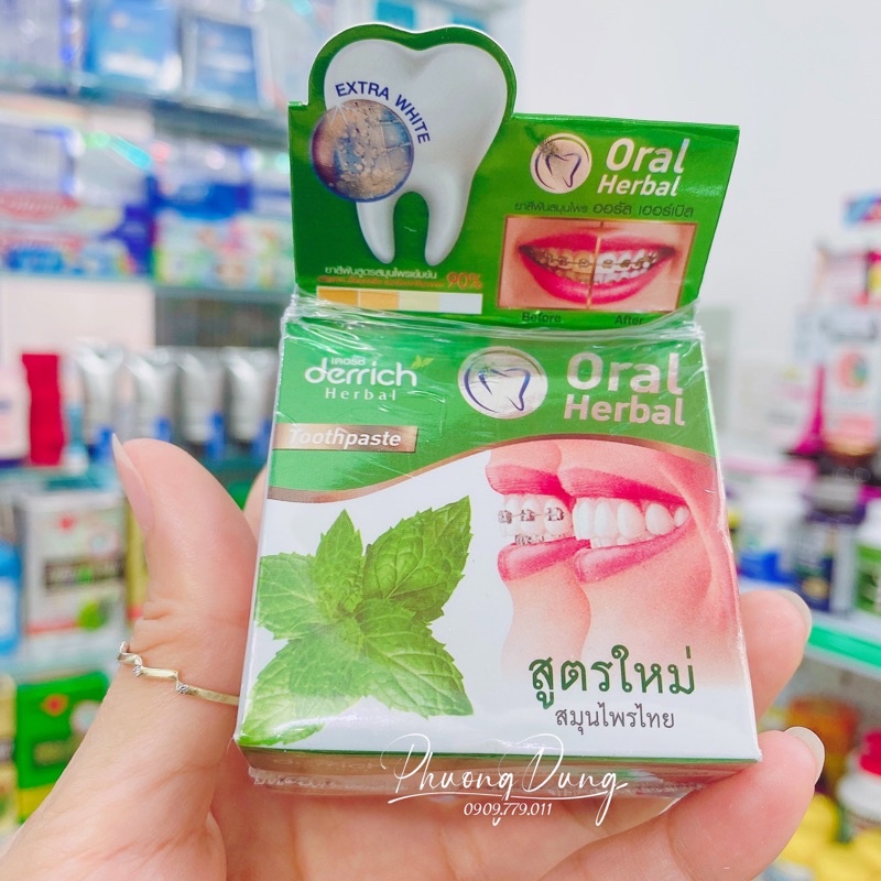 Kem đánh răng niềng răng thảo mộc Thái Lan Derrich herbal Oral làm sạch khử mùi bảo vệ răng nướu
