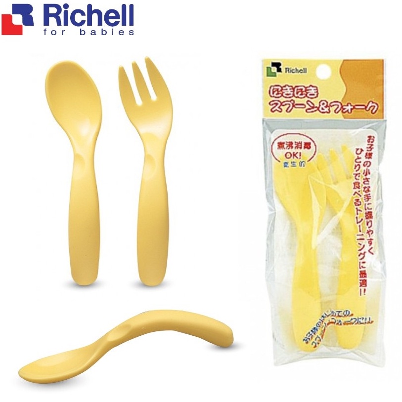 Bộ thìa dĩa cong ăn dặm Richell RC42740