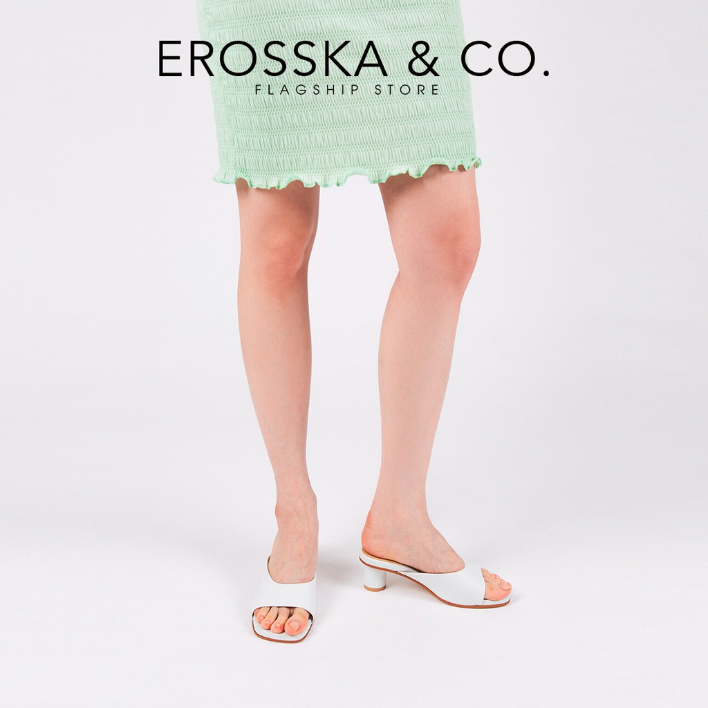 Erosska - Dép cao gót Erosska quai ngang kiểu dáng Hàn Quốc cao 5cm màu trắng _ EM078