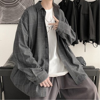 Áo sơ mi oversize khoác, form rộng, full size M - 5XL, kẻ caro phong cách Hàn Quốc, cực dễ phối đồ