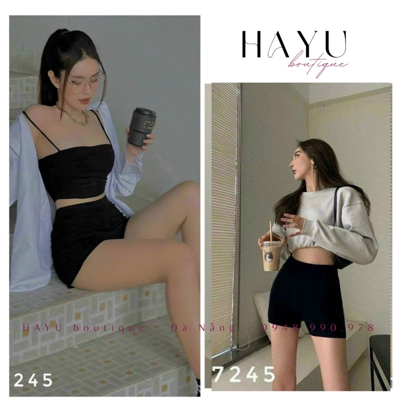 Quần short nữ cạp cao nâng mông siêu hack dáng, quần ôm legging đùi nữ có khóa sau