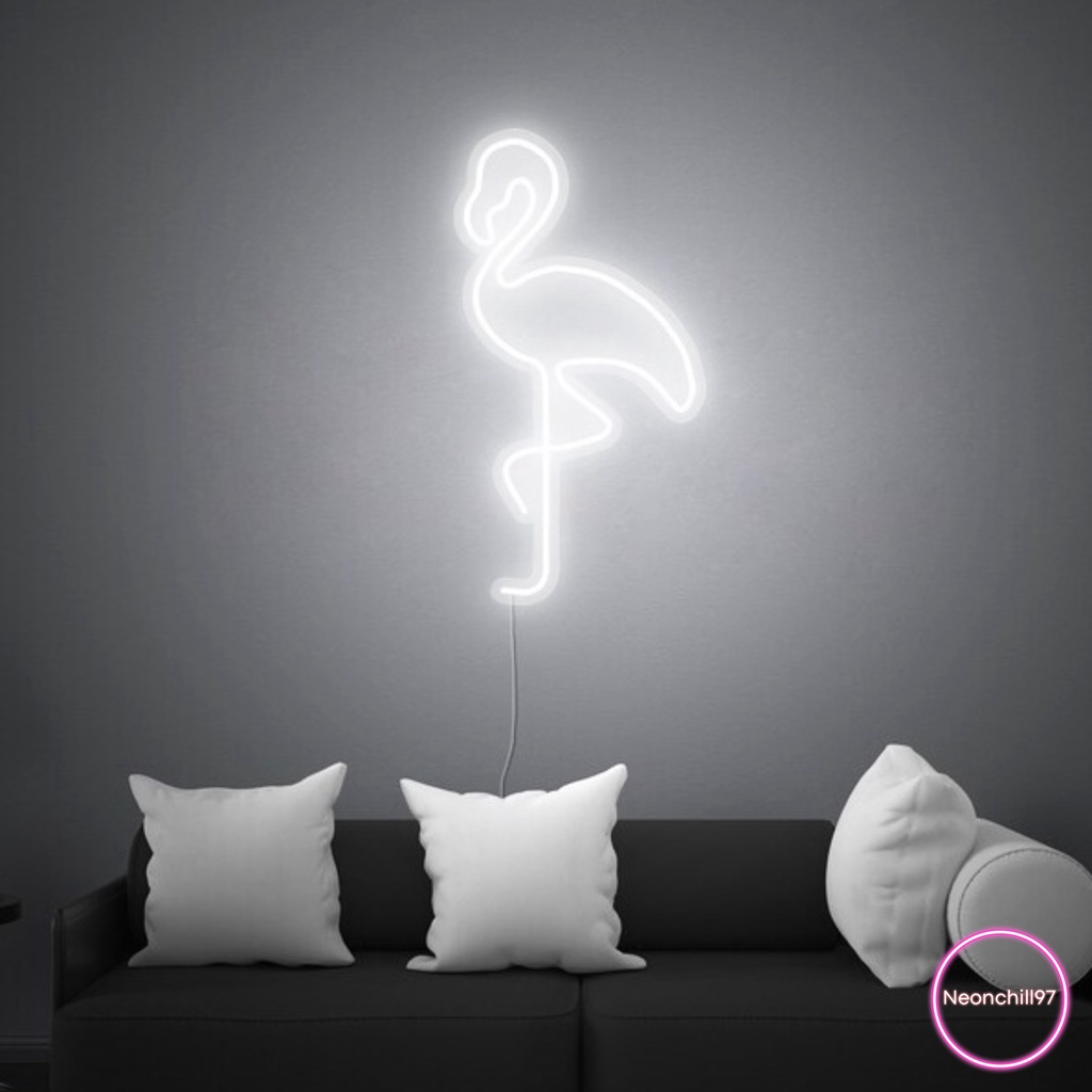 Đèn led neon hình hạc NEONCHILL97 15 x 35 cm màu hồng trang trí phòng ngủ