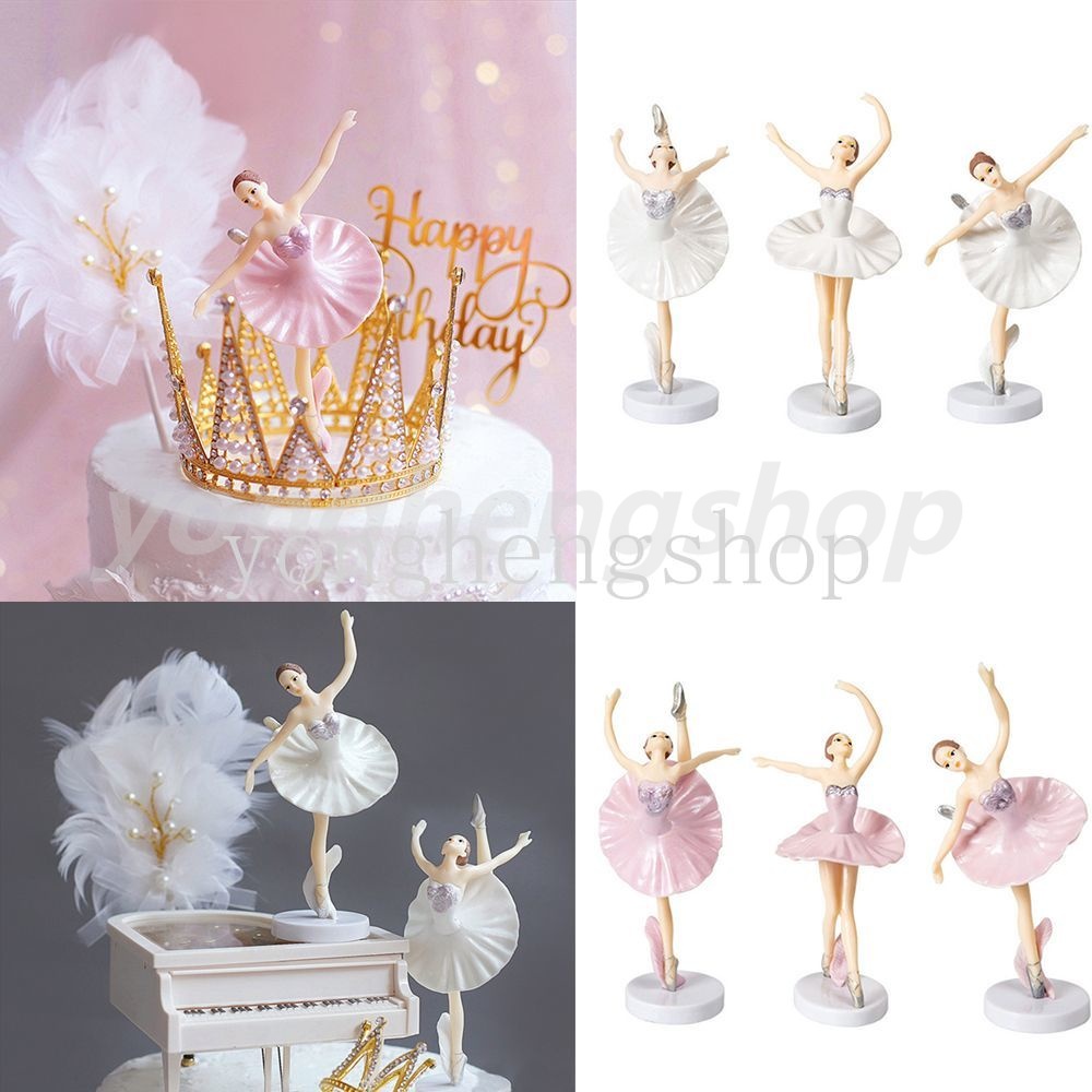 Set 3 Que Cắm Trang Trí Bánh Hình Cô Gái Múa Ballet Xinh Xắn