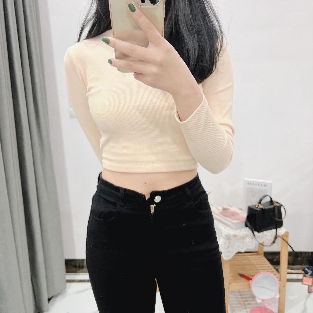 Quần jean loe trơn chất co dãn thoải mái quần cạp cao cực tôn dáng