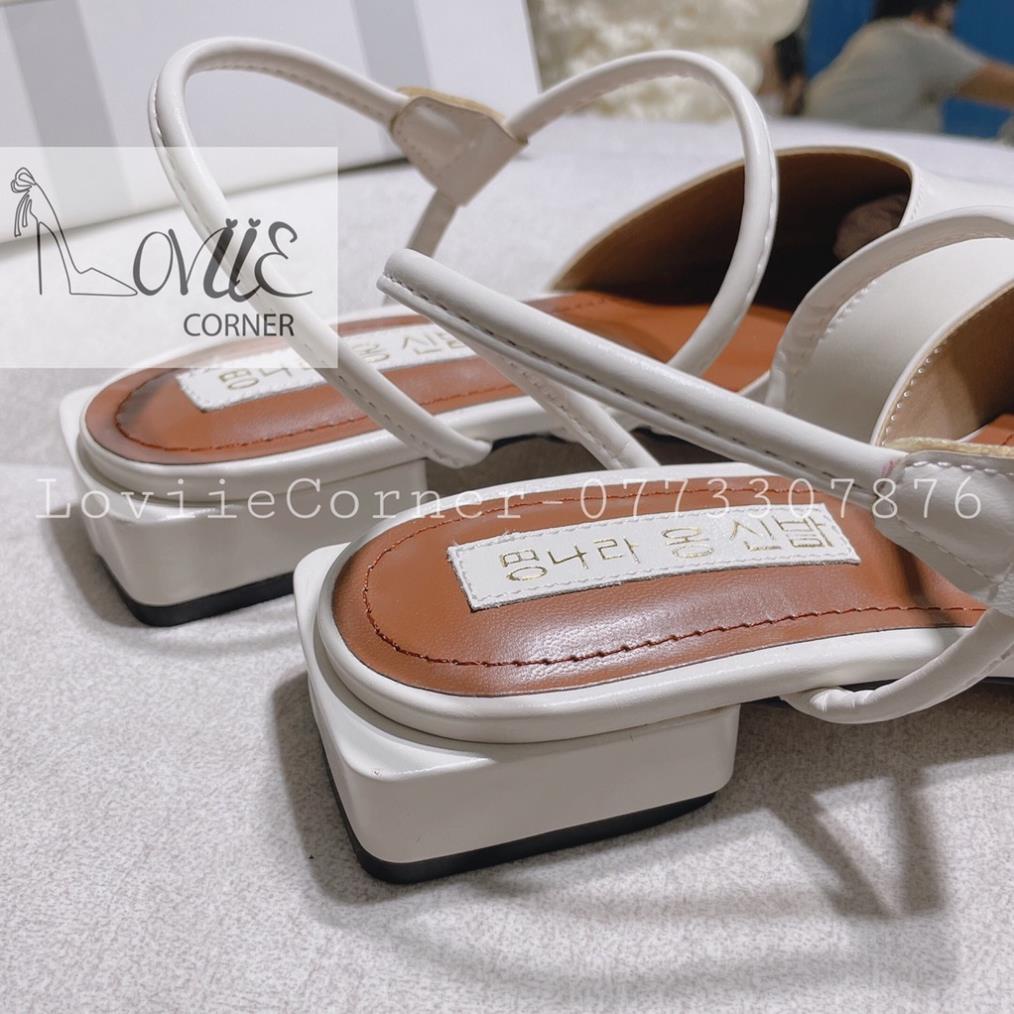GIÀY BỆT NỮ LOVIIECORNER - SỤC NỮ THỜI TRANG BÍT MŨI ĐẾ VUÔNG 3 CM MŨI TÙ HỞ HẬU QUAI NGANG CHÉO DA MỀM S211104 SVA