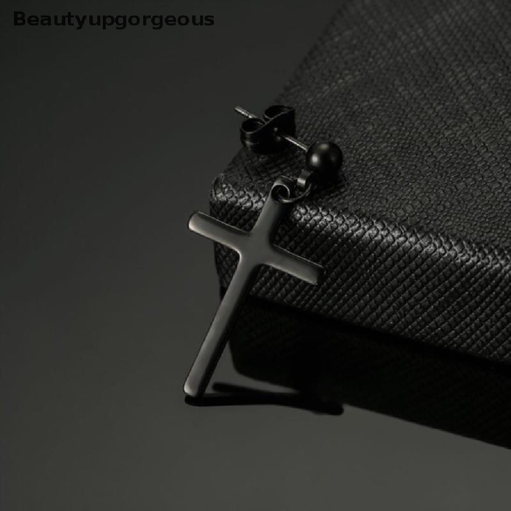 Đẹp Mắt|Khuyên Tai Dáng Dài Màu Đen Hình Thánh Giá Phong Cách Punk Cá Tính Cho Nam Nữ