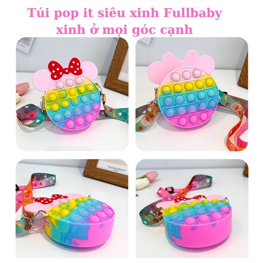 Túi pop it cho bé gái giá rẻ đeo chéo giảm căng thẳng bóp bong bóng hình chuột micky nhiều màu dễ thương Fullbaby 024