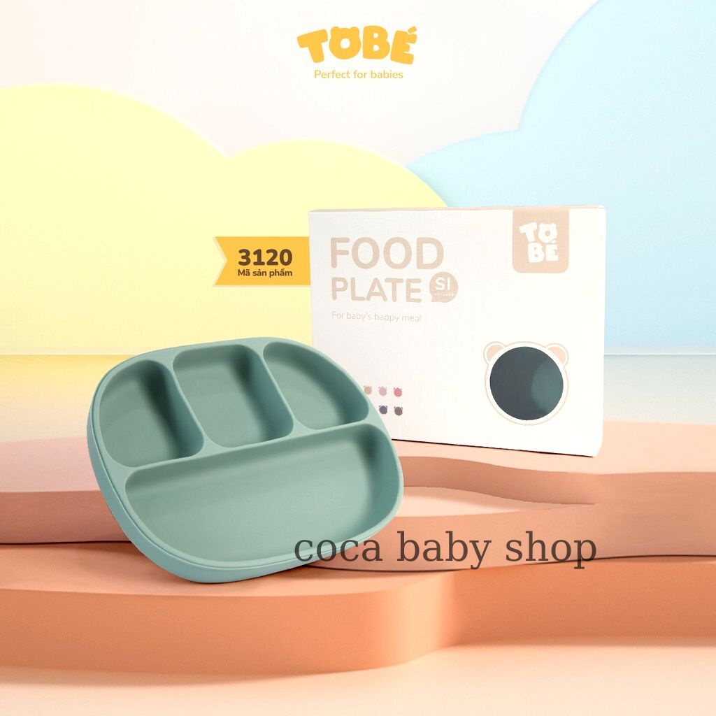 Khay ăn dặm  TOBÉ Eco Silicone chống đổ chất liệu cao cấp an toàn cho bé