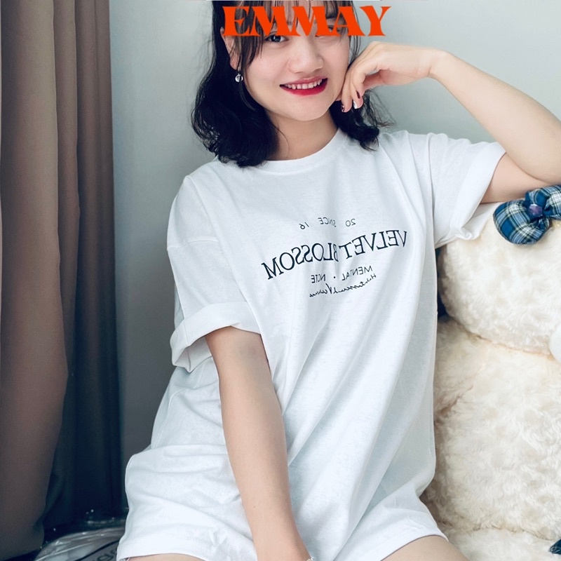 Áo phông 3158, áo thun nữ form rộng cotton oversize CHỮ VELVET freesize<65kg | BigBuy360 - bigbuy360.vn