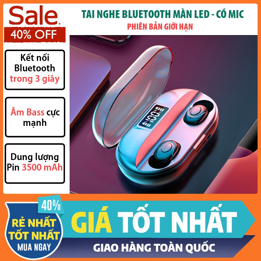 [GIẢM GIÁ SỐC] Tai Nghe Bluetooth 5.0 Không Dây T2 TWS Hiển thị % pin