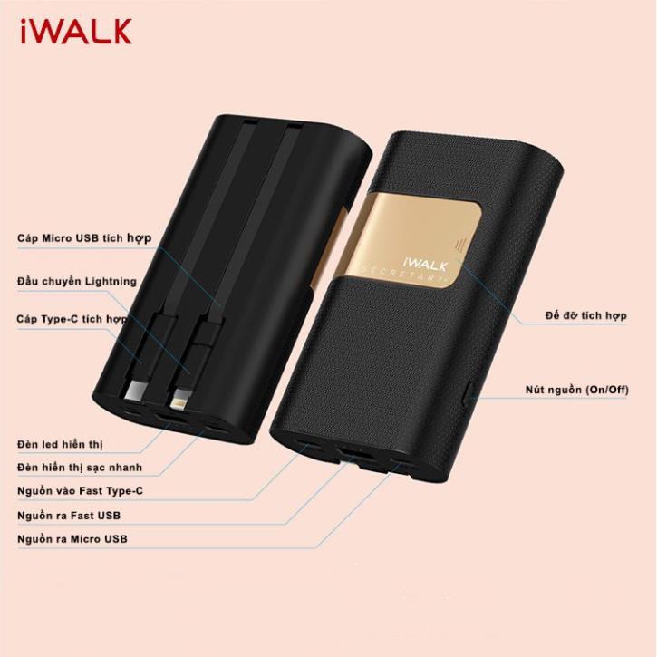 Sạc dự phòng iWALK Secretary PD Lithium ion 10000mAh/3.6V 36Wh - SBS100C