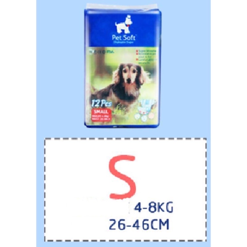 Tã bỉm cho chó mèo cái PET SOFT 1 bịch 12 chiếc, nhiều kích thước cho chó Mèo từ 1 - 32kg