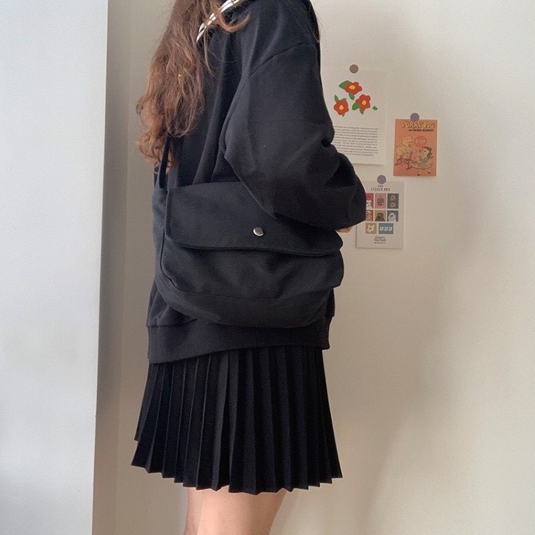 Túi tote giá rẻ vải canvas mềm đeo chéo đi hoc unisex phong cách ulzzang