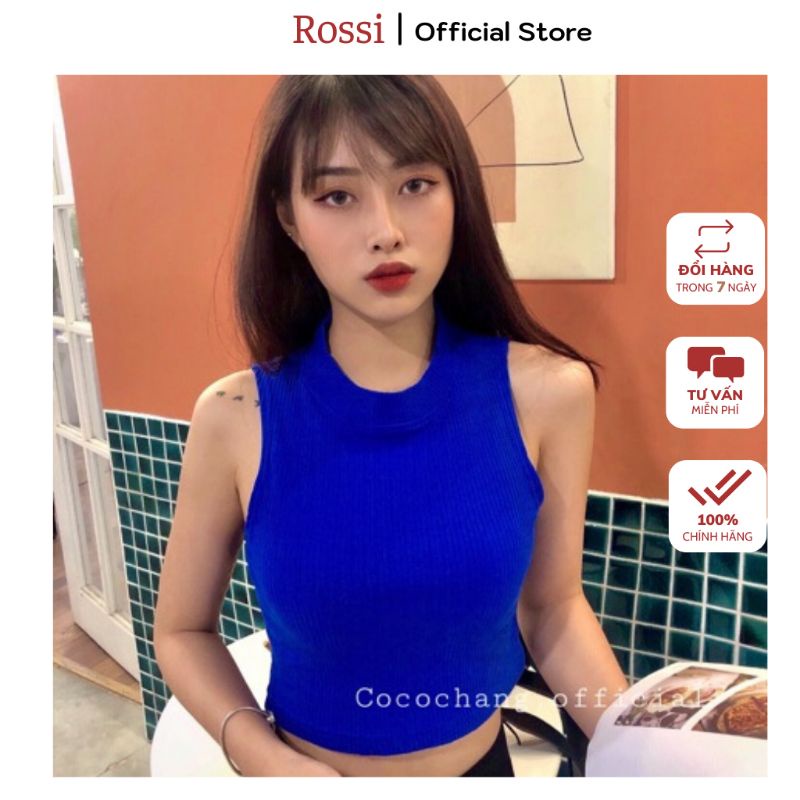 Áo croptop nữ Rossi kiểu ôm body tank top vải cotton co giãn tốt sát nách ba lỗ thun không tay T68