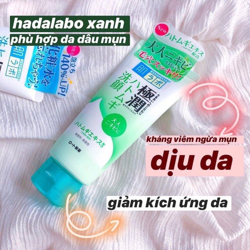 Sữa rửa mặt Hada Labo/Hadalabo bọt/tuýp Nhật Bản (có cả trắng và xanh)