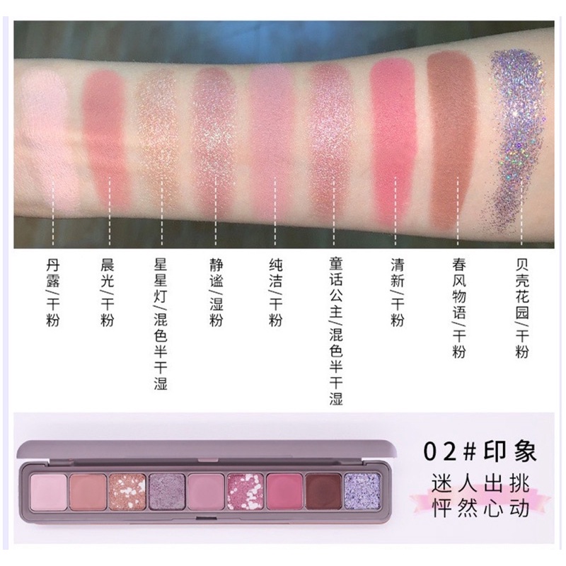 Bảng phấn mắt Soft eye nội địa trung Soft eye của nhãn hàng Novo với 9 ô thiết kế nhỏ gọn hiện đại đầy đủ màu sắc