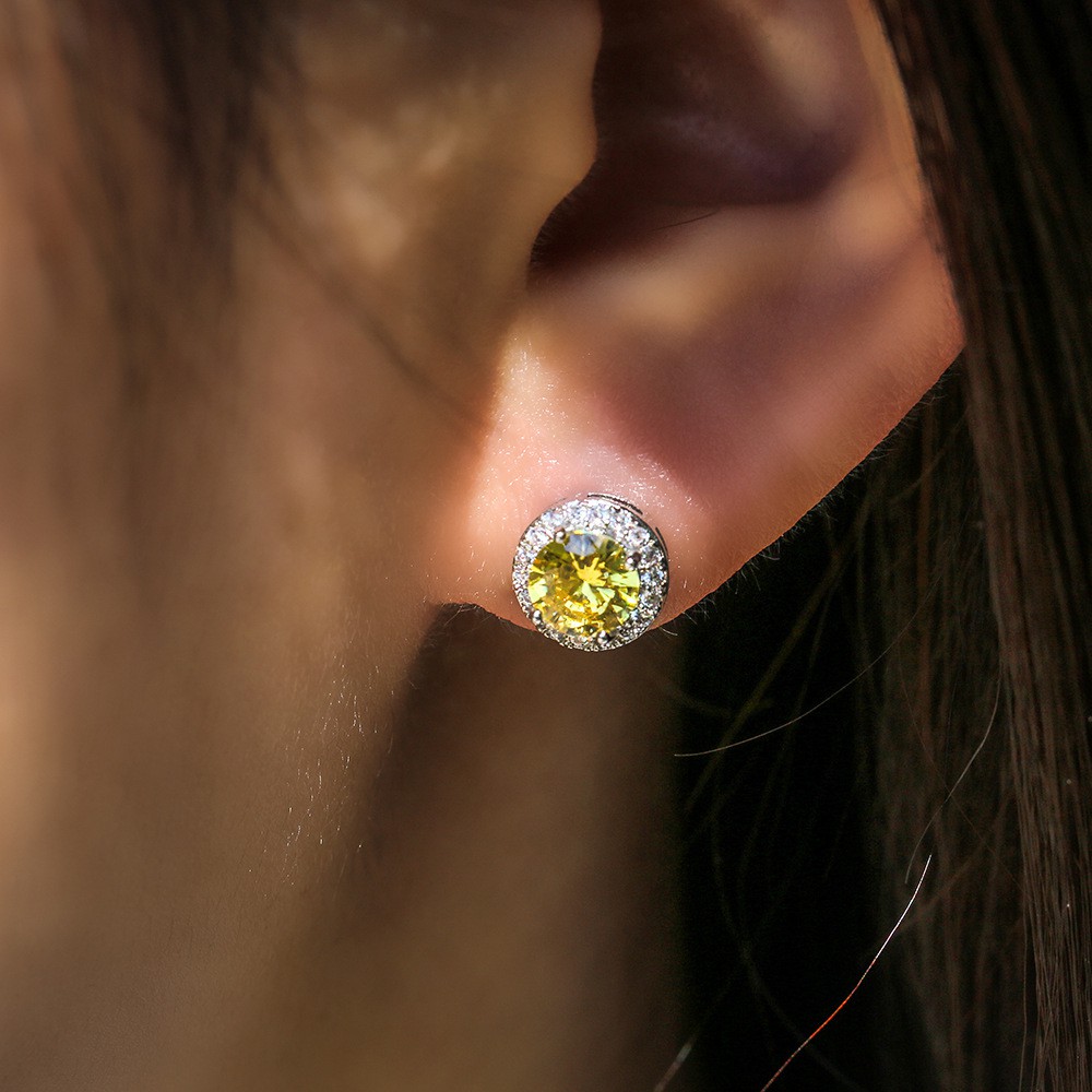 Earrings classic wild round color zircon earrings ladies fashion accessories wholesale