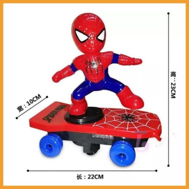 Đồ chơi ⚡️FREESHIP⚡️ Đồ chơi cho bé hình người nhện trượt ván sử dụng pin, có đèn nhạc, ván trượt xoay 360 độ 5.