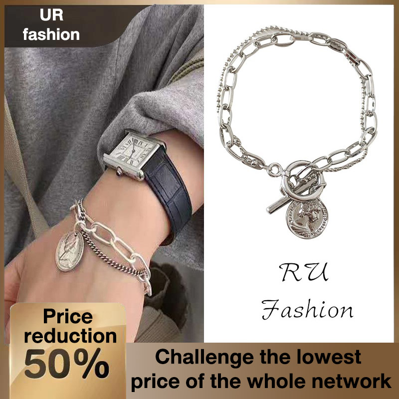 Korean Retro Style Silver Plated Metal Bracelet For Couples | BigBuy360 - bigbuy360.vn