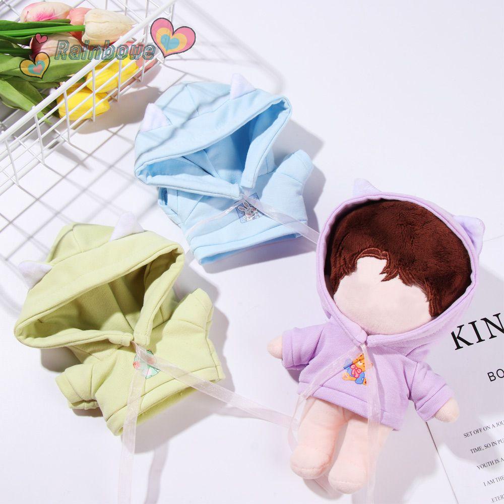 RAINBOW Cat Ear Mini Sweater for 20CM Dolls Plush Toy Mini Hoodie Accessories Cute Kids Toy Doll Changing Dressing Dolls Clothes/Multicolor